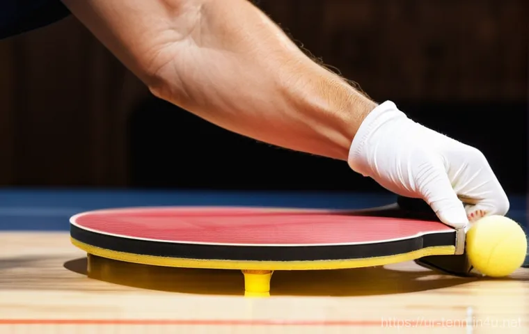 탁구 라켓 선택 방법 - **Prompt 2: Precise Defensive Backhand Chop**
    A focused, clear shot of a female table tennis pla...