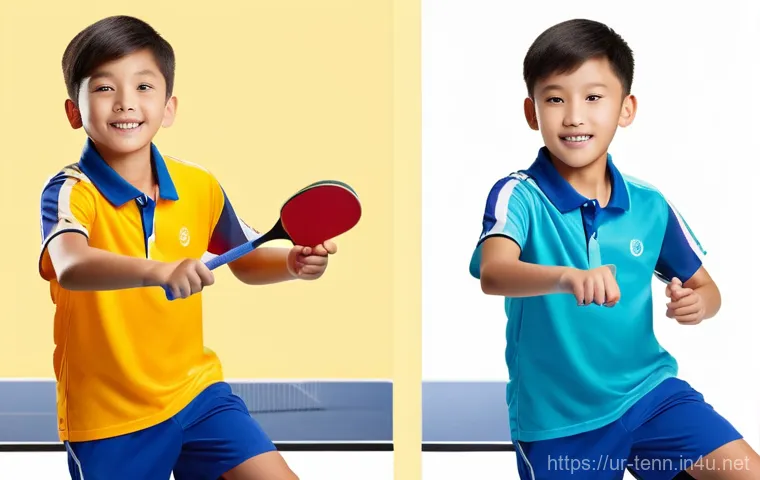 탁구 라켓 구매처 비교 - **Contrast of Table Tennis Racket Shopping Experiences**
    "A split image depicting two distinct s...